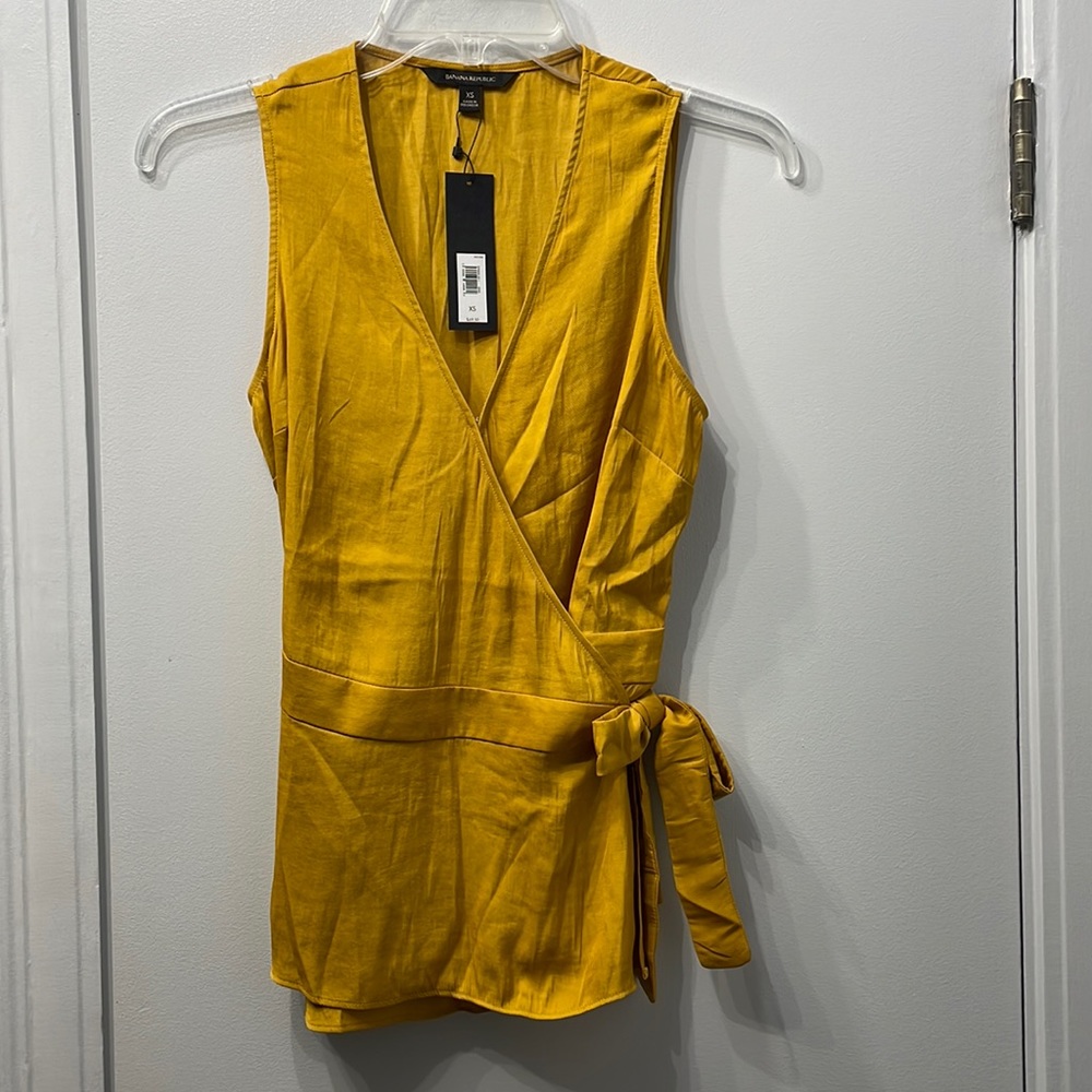 Banana Republic Mustard Wrap Blouse - Picture 2 of 6